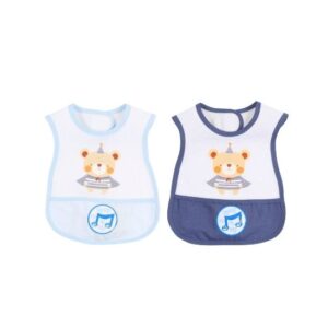 Patterned Baby Bib with Pocket - Bear with Pelerine
