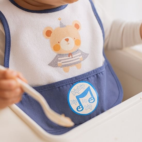 Patterned Baby Bib with Pocket - Bear with Pelerine - Image 3