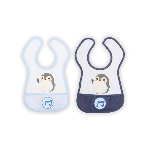 Patterned Baby Bib with Pocket - Cute Penguin - Image 4