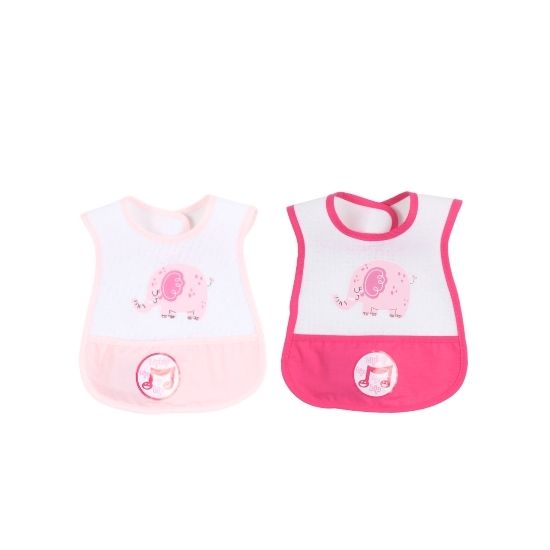 Patterned Baby Bib with Pocket - Happy Elephant