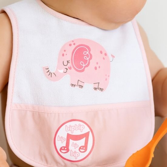 Patterned Baby Bib with Pocket - Happy Elephant - Image 2