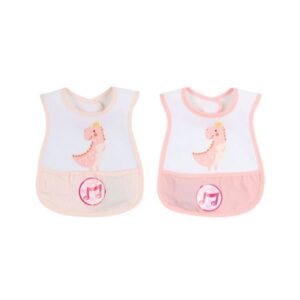 Patterned Baby Bib with Pocket - Cute Dino