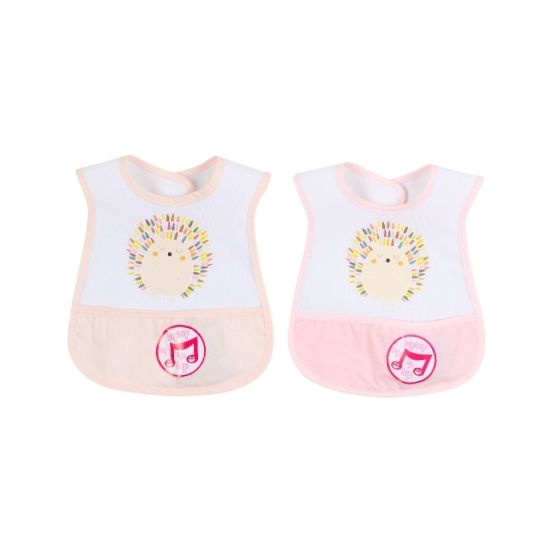 Patterned Baby Bib with Pocket - Colorful Hedgehog