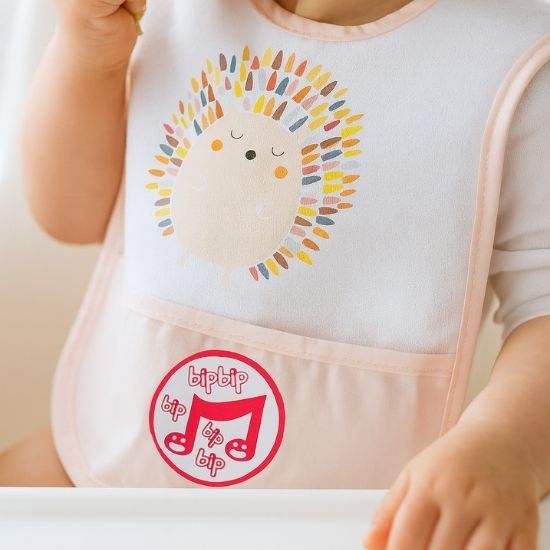 Patterned Baby Bib with Pocket - Colorful Hedgehog - Image 3