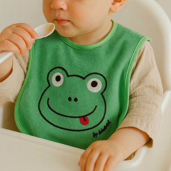 Bib with Embroidery - Frog - Image 3