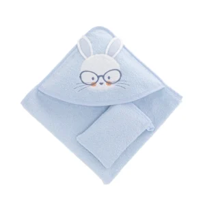 Towel & Washing Glove Set - Rabbit with Glasses