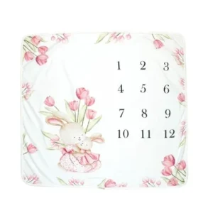 Month Blanket - Floral Rabbit