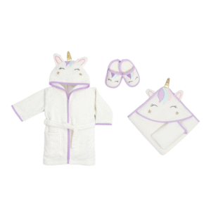 5 Pcs. Lux Bathrobe Set - Colorful Unicorn